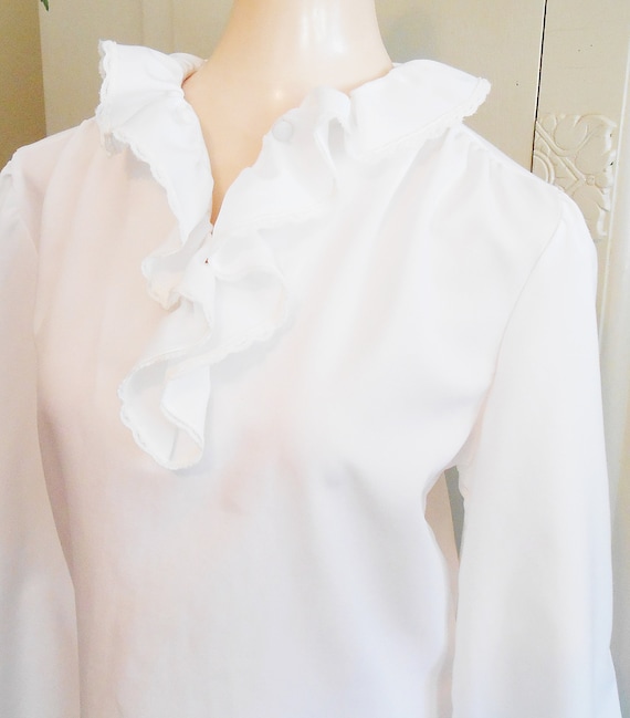 Vintage, Blouse, Ruffled, White Blouse, Holiday, 1