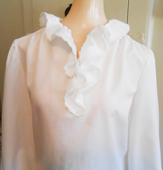 Vintage, Blouse, Ruffled, White, Holiday, 1980s, C