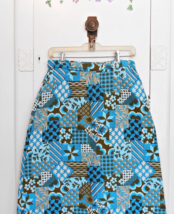 Vintage, Maxi Skirt, Tapestry, Patchwork, Cotton,