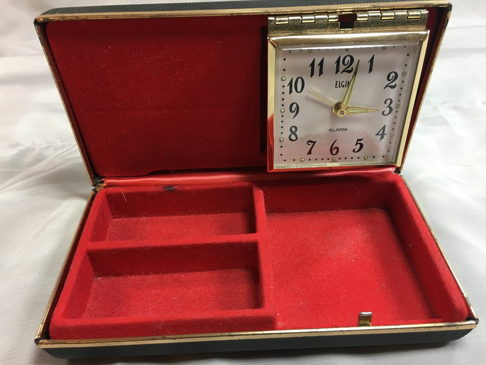 Vintage Elgin Alarm Clock and Jewelry Box Folding Travel Clock Etsy
