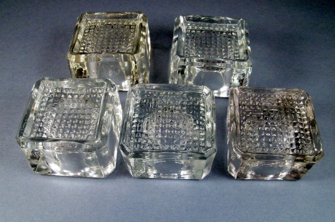 Vintage Cut Glass Salt Cellars or Bowls Set of Five Etsy