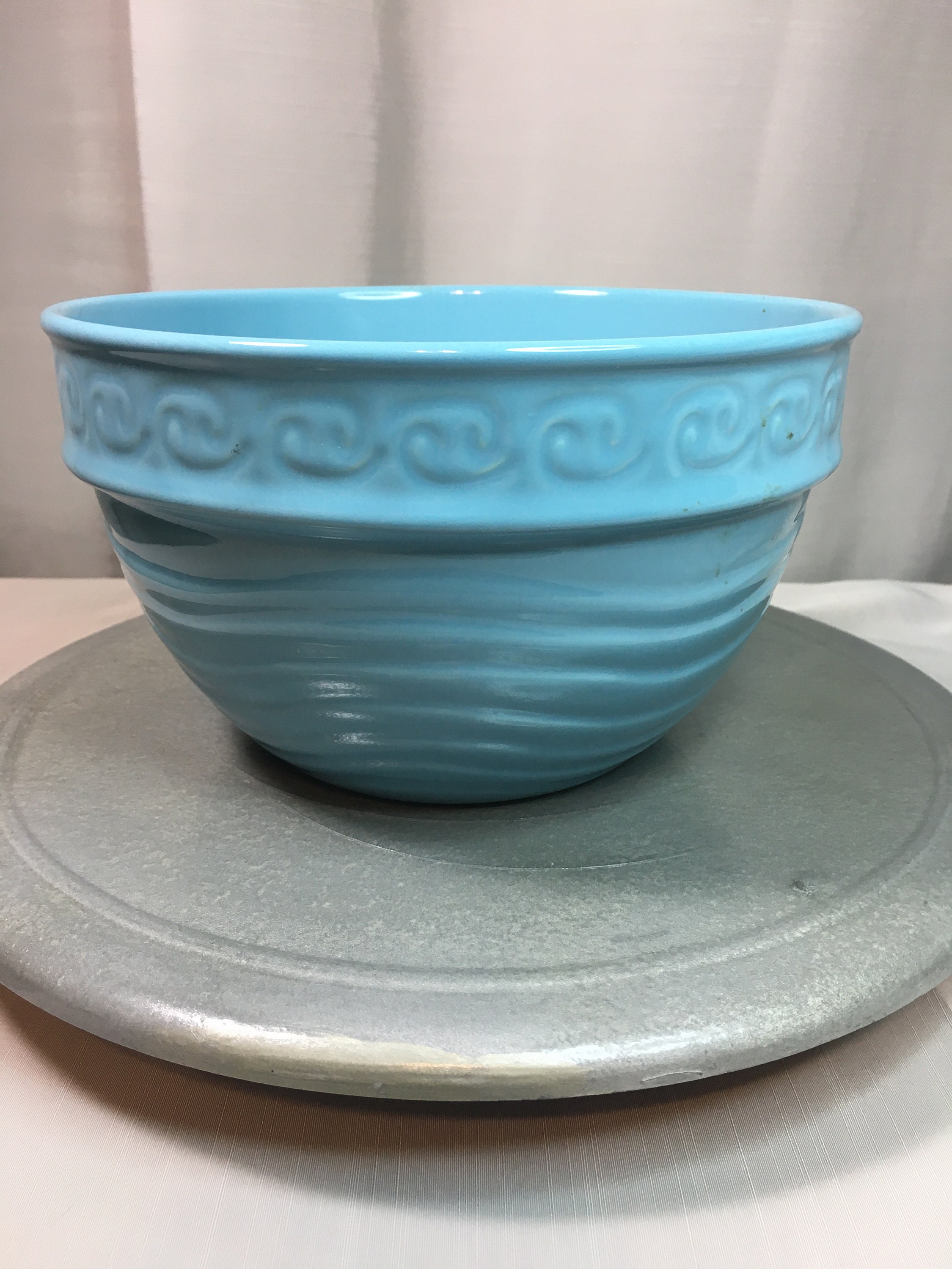Vintage Turquoise Large Stoneware Bowl Door Laurie Gates Bowl Etsy
