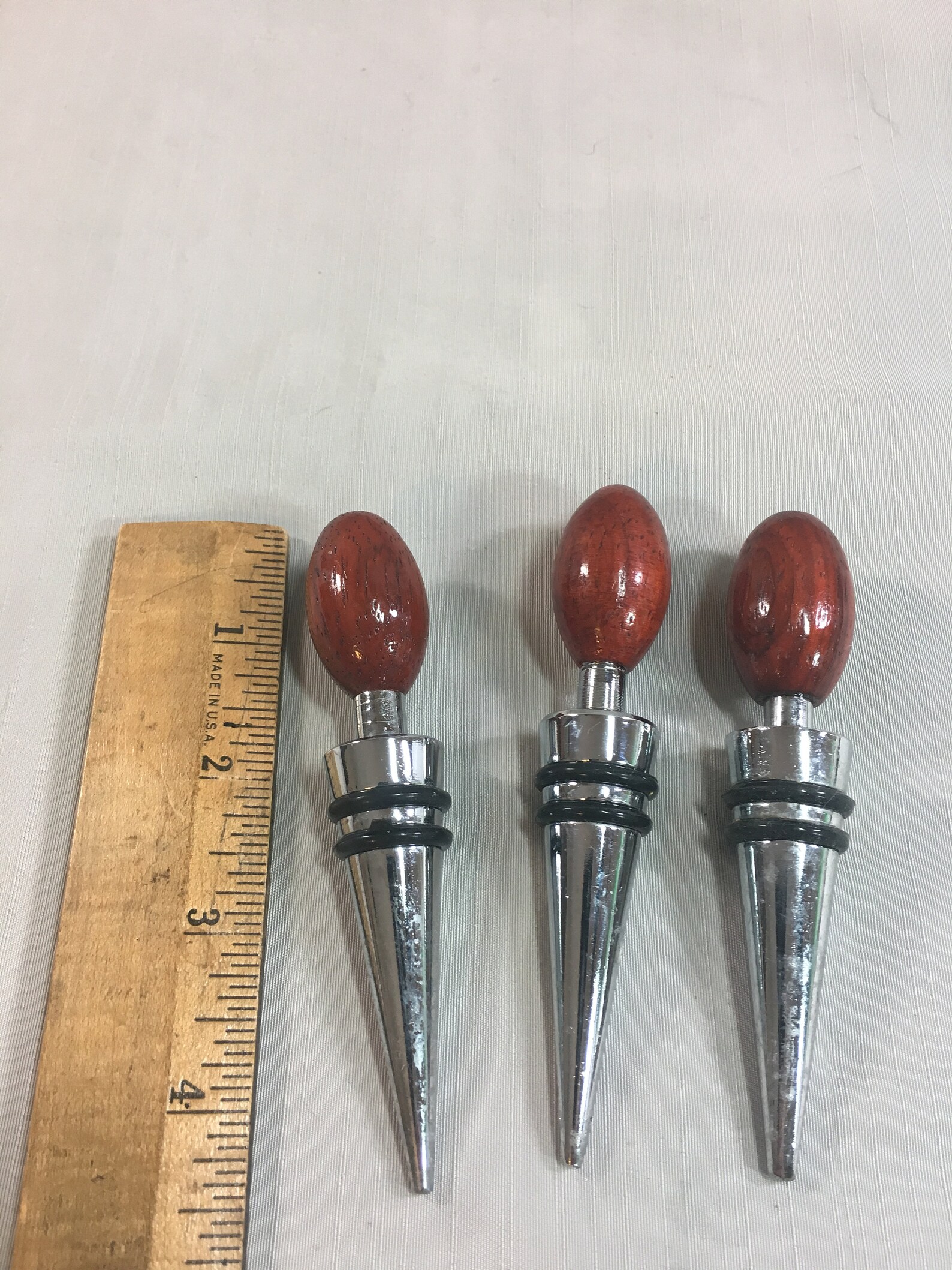 Vintage Metal Wine/bottle Stoppers Set of Three With Chrome Etsy