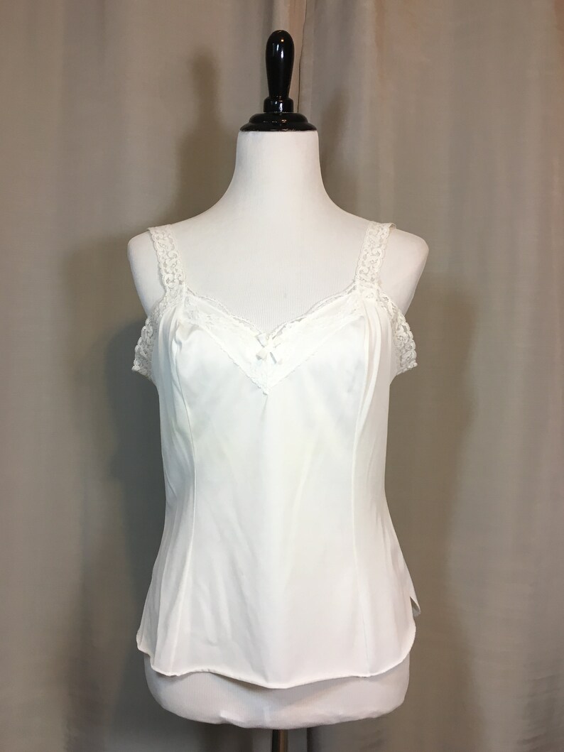 Vintage White Camisole with Lace Trim and Stretch Lace Straps | Etsy