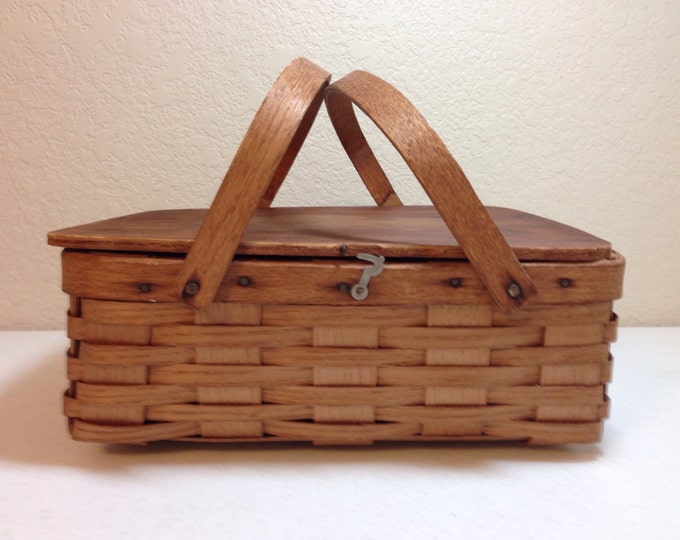 Vintage Wood Picnic Basket Made by Peterboro Basket Co. Etsy