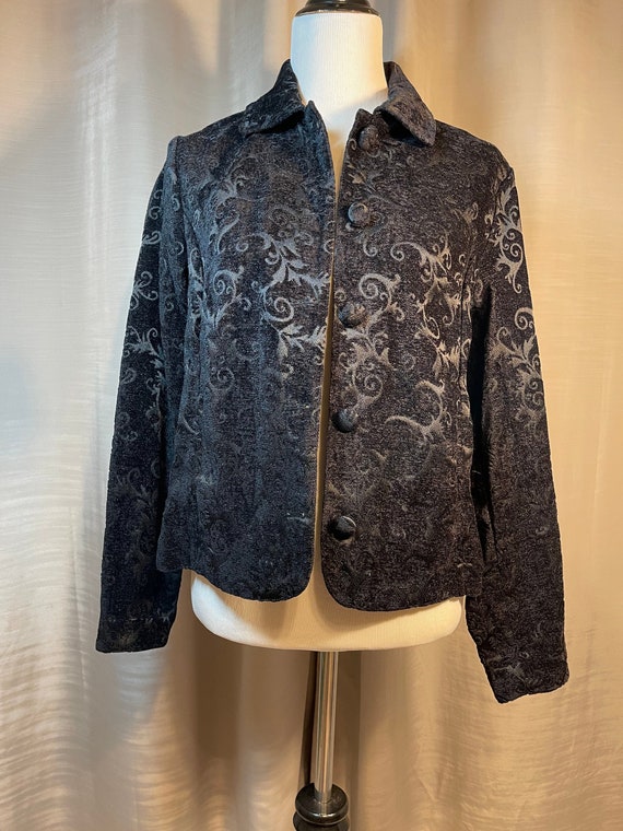 Vintage Black Brocade Ladies Jacket Button Down Front with | Etsy