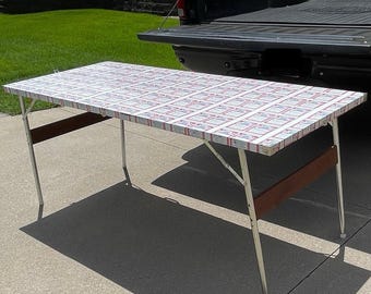 Vintage Budweiser Beer Folding Aluminum Table Tailgating Party 72” x 30”