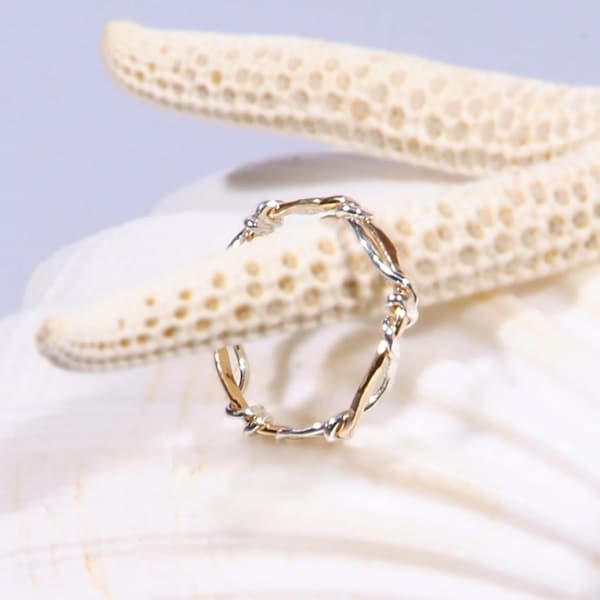 Original Surf & Sand Ring | Mixed Metal Wave Ring in 14K Gold Fill and Silver | Handcrafted Ron Vick