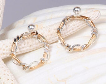 Two Tone Stud Earrings | Handcrafted Mixed Metal 14K Gold Fill and Silver Posts | Surf & Sand Ron Vick