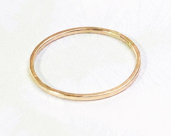 Thin Gold Stacking Ring | Minimalist 14K Solid Gold Band in White Yellow or Rose | Surf & Sand Ron Vick