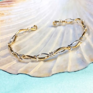 Gold and Silver Cuff Bracelet | Handcrafted 14K gold filled and sterling silver | Surf & Sand by Ron Vick Jewelry