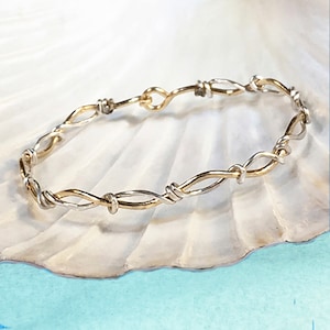 Gold and Silver Bracelet | Handcrafted 14K gold filled and sterling silver with hook clasp | Surf & Sand by Ron Vick Jewelry