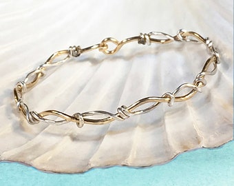 Mixed Metal Bracelet | Handcrafted Two Tone 14K Gold Fill and Silver Bracelet | Surf & Sand Ron Vick