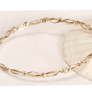 Mixed Metal Bangle Bracelet | Handcrafted Two Tone 14K Gold Fill and Silver Bangle | Surf & Sand Ron Vick