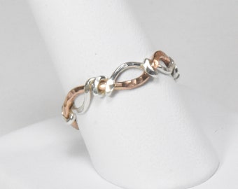 Pink Sand Ring by Ron Vick Jewelry | Handcrafted 14K rose gold filled and sterling silver band