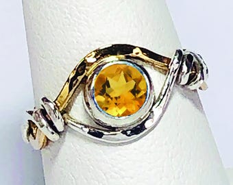 Citrine Ring | November Birthstone Two Tone 14K Gold and Silver Gemstone Ring | Surf & Sand Ron Vick