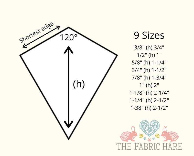 9 Sizes Printable 60 Degree Kites EPP Templates PDF Instant Etsy UK