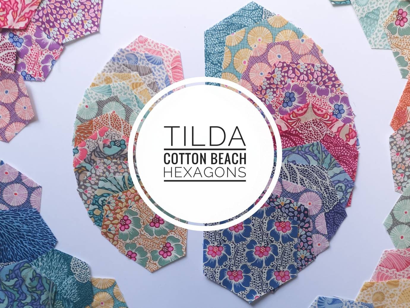 Precision Precut Fabric Hexies, Tilda Cotton Beach Collection 140