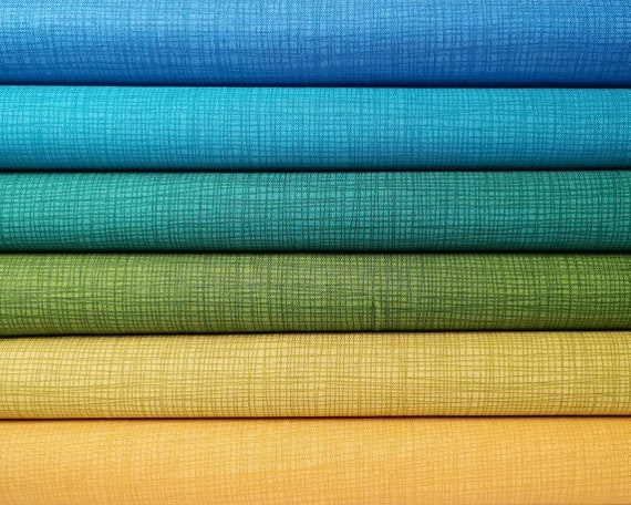 Linen texture Makower 100% cotton quilting fabric 16 fqt bundle RAINBOW!