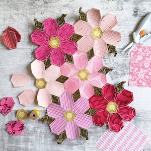 Geranium - English Paper Piecing Pattern - Flower EPP - PDF - Instant Download