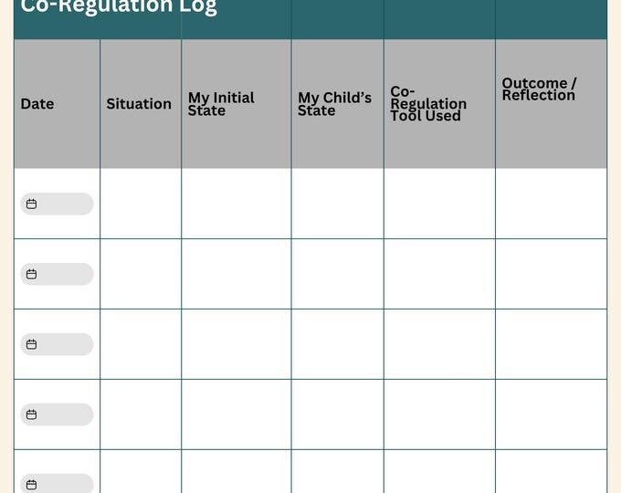 Co-regulation Log for Caregivers and Professionals- Tools
