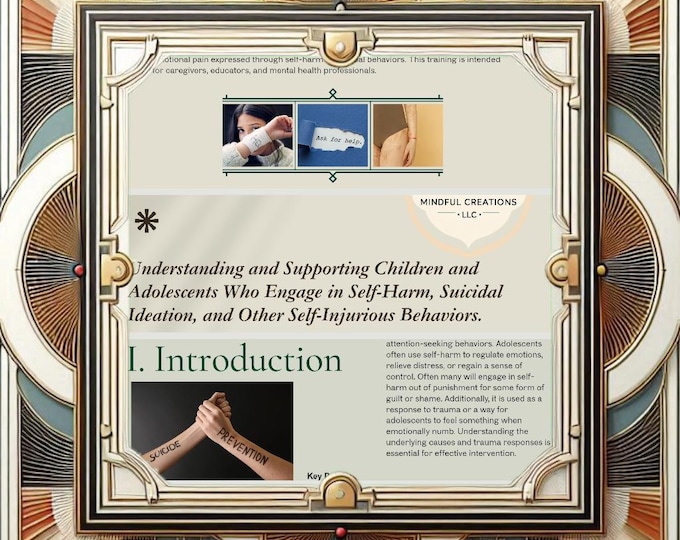 Self-Harm & Suicidal Ideation in children andadolescents| Mental Health Presentation | Psychoeducation Slides | LCSW Therapy Resource