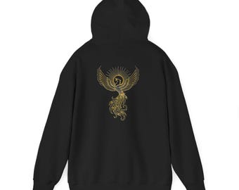 Rise in Silence Phoenix hoodie | Dark Sweatshirt with Gold Phoenix Back