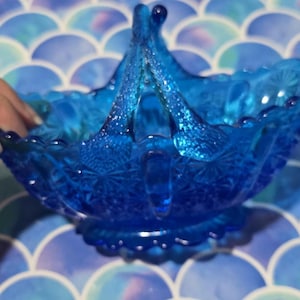 Fenton Blue Basket - Etsy