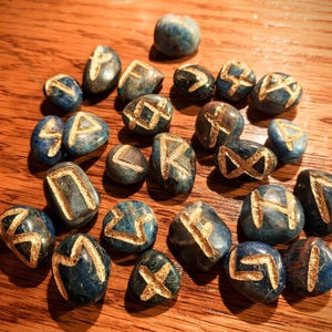 Hand Carved Divination Runestones – Elder Futhark, Witch Runes, Druid Runes - Full Sets
