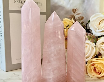 Natürliche Rosenquarz Punkte, rosa Kristall Obelisk, Herz Chakra Heilung, Selbstliebe Stein Meditation Turm, Wohnkultur, Kristall Geschenke