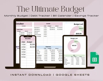Monthly Budget Planner | Google Sheets Finance Tracker (PDF Download)