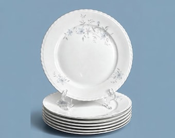 Vintage Royal Heiden Porcelain Plate Set, Blue Floral Cottage Decor