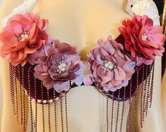 flower bling bra