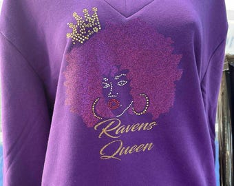 Ravens queen rhinestone sweater