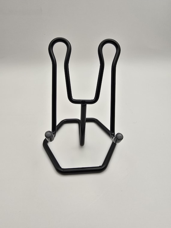 Tall Minimalist Black Metal Slab Display Stand: Crystal, Fossil and Mineral Holder