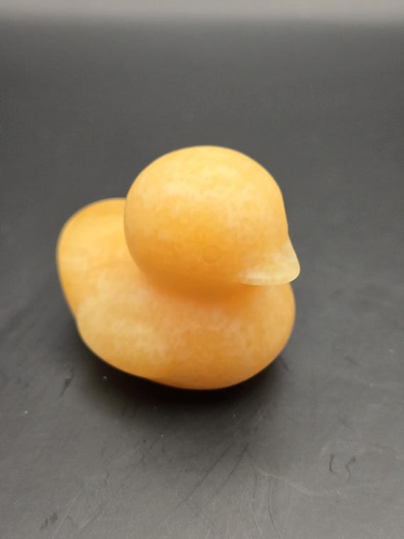 Yellow Calcite Duck – Hand-Carved Crystal Animal Figurine