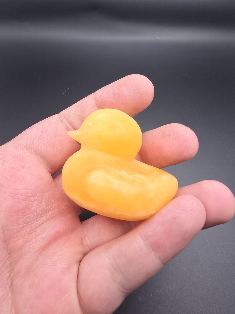 May include: A small, yellow duck figurine. The duck is a solid color with a smooth texture. The duck is a classic toy or decorative item, often associated with bath time or children's play.