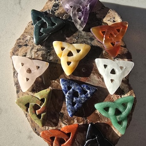 Carved Stone Triquetra Knot • Irish Celtic Protection Charm, Fairy Charged From Ireland