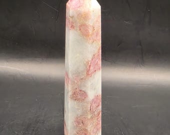 Torre de ágata flor de cerezo de 11,4 cm, 121 g • Punta de cristal flor de ciruelo pulida