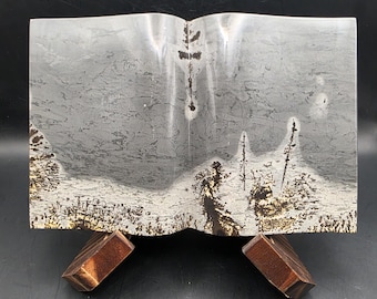 Picture Jasper Open Book Sculpture • Scenic Landscape Display Stone 1275g