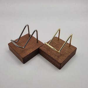 Wood & Brass Specimen Display Stand - Crystal, Fossil and Mineral Holder
