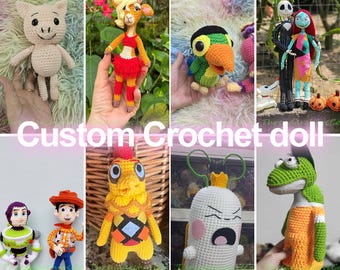 Custom Plush Commission, Space Baby Alien Doll, Sailor Animal Crochet, Reptile Amigurumi, Anime Cat Girl Plush, Personalized Stuffed Toy