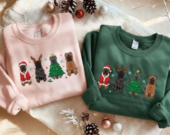 Embroidered Cane Corso Sweatshirt, Cane Corso Christmas Shirt, Dog Lover Gift, Cane Corso Mom Hoodie, Embroidered Holiday Tee