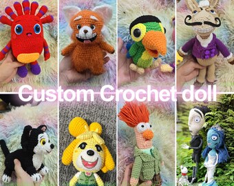 Custom Animal Crochet Doll, Spooky Bride Amigurumi, Red Panda Plush, Custom Pet Doll, Funny Scientist Toy, Personalized Stuffed Animal