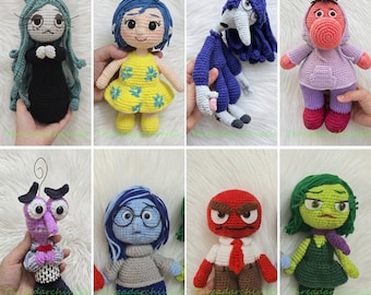Custom Inside Out Crochet Dolls, Anger Doll, Sadness Doll, Joy Amigurumi, Fear Shame Ennui Stuffed Doll, Handmade Emotions Plush Toys