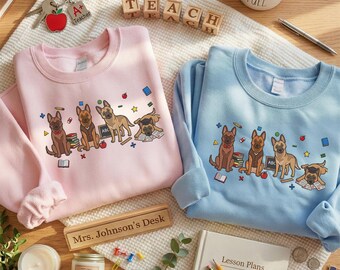 Embroidered Belgian Malinois Sweatshirt | Cute Teacher Dog Mom Shirt | Back to School Hoodie | Dog Lover Gifts | Happy Teacher Day