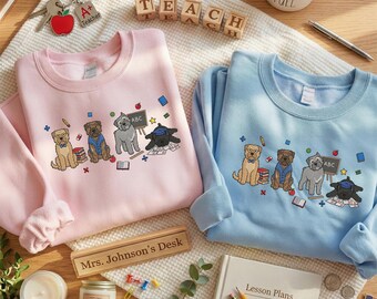 Embroidered Bouvier des Flandres Sweatshirt | Cute Teacher Dog Mom Shirt | Back to School Hoodie | Dog Lover Gifts | Happy Teacher Day
