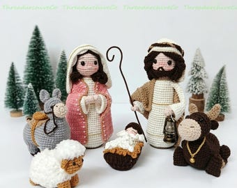 Handmade Crochet Nativity Set With Animals, Amigurumi Holy Family Doll, Catholic Gifts For Mom, Jesus Mary Joseph, Christian Home Decor