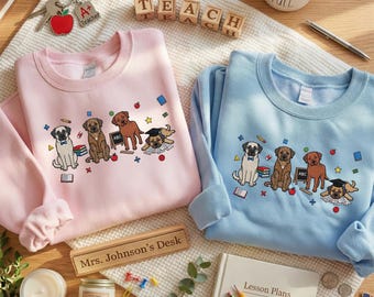 Embroidered Anatolian Shepherd Sweatshirt | Cute Teacher Dog Mom Shirt | Back to School Hoodie | Dog Lover Gifts | Happy Teacher Day