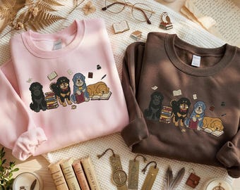 Tibetan Mastiff Embroidered Sweatshirt | Dog Mom Shirt | Bookish Reader Hoodie | Librarian Tee | Cute Reading Sweater | Gift for Bookworm